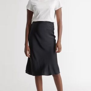 Quince Silk Black Midi Skirt